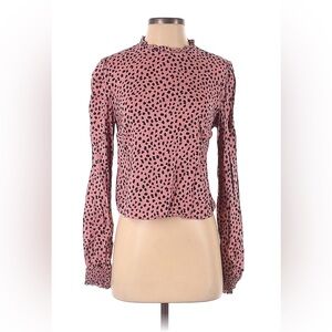 Arizona Jean Company Pink Leopard-Print Long Sleeve Top
